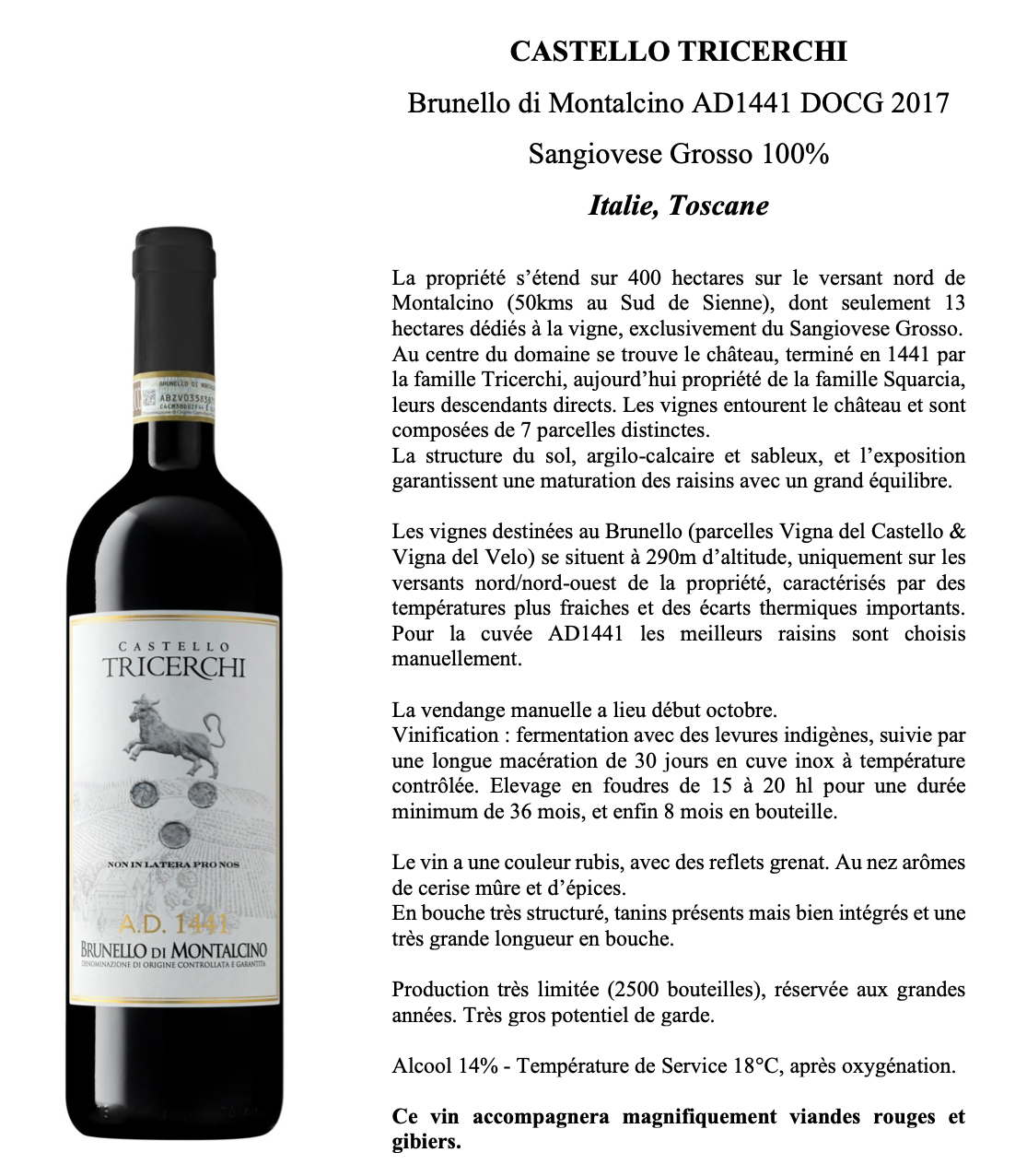 Brunello di Montalcino AD1441 DOCG 2017