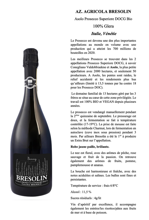 Asolo Prosecco Superiore DOCG Bio
