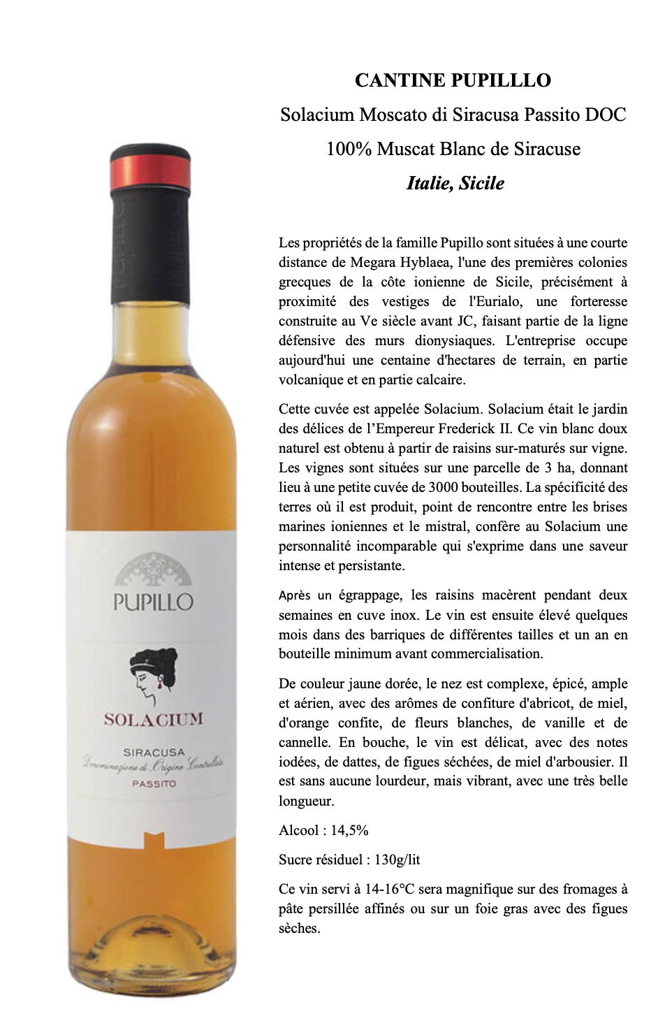 SOLACIUM MOSCATO DI SIRACUSA PASSITO