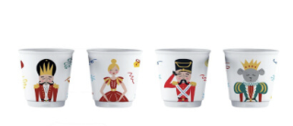 Set de 4 tasses Casse-Noisette - Bialetti en porcelaine - multicolore - 4x90 ml